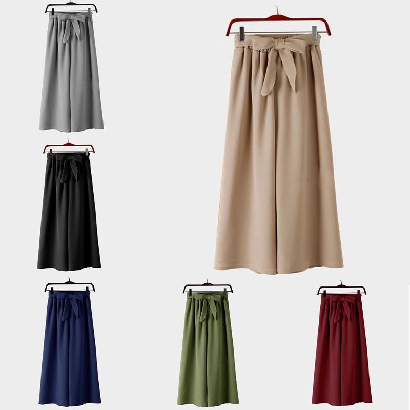 Quần Baggy Dài Dáng Rộng Suông Lưng Cao Co Giãn Màu Trơn Thời Trang Mùa Hè Cho Nữ