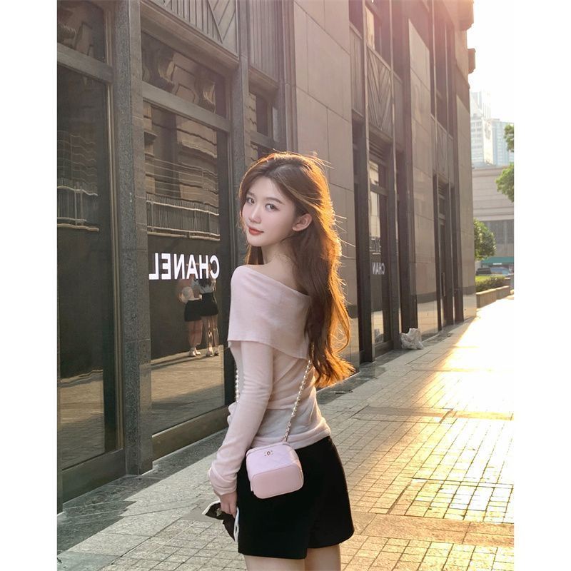 COZOK Áo Thun Tay Dài Dáng Ôm Trễ Vai Quyến Rũ Dễ Phối Đồ Hợp Thời Trang