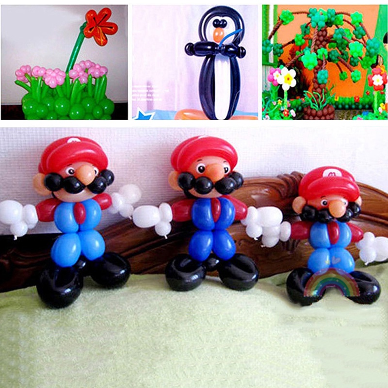 Set 200 Bong Bóng Xoắn Chất Liệu Latex Nhiều Màu Trang Trí Tiệc