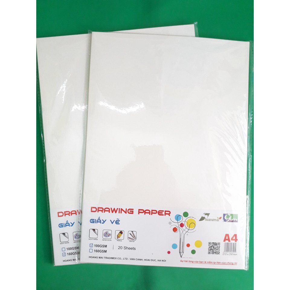 Set 20 tờ giấy vẽ A4 100gsm hoặc 160gsm