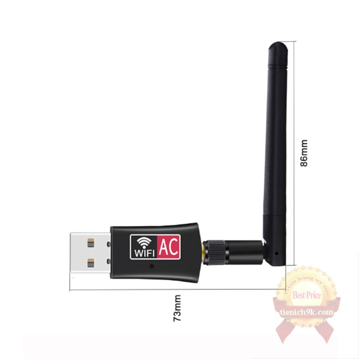 USB thu Wifi sóng 5Ghz 3.0 Có Râu tích hợp ăng ten băng tần kép phát AC600Mbps cho PC | BigBuy360 - bigbuy360.vn