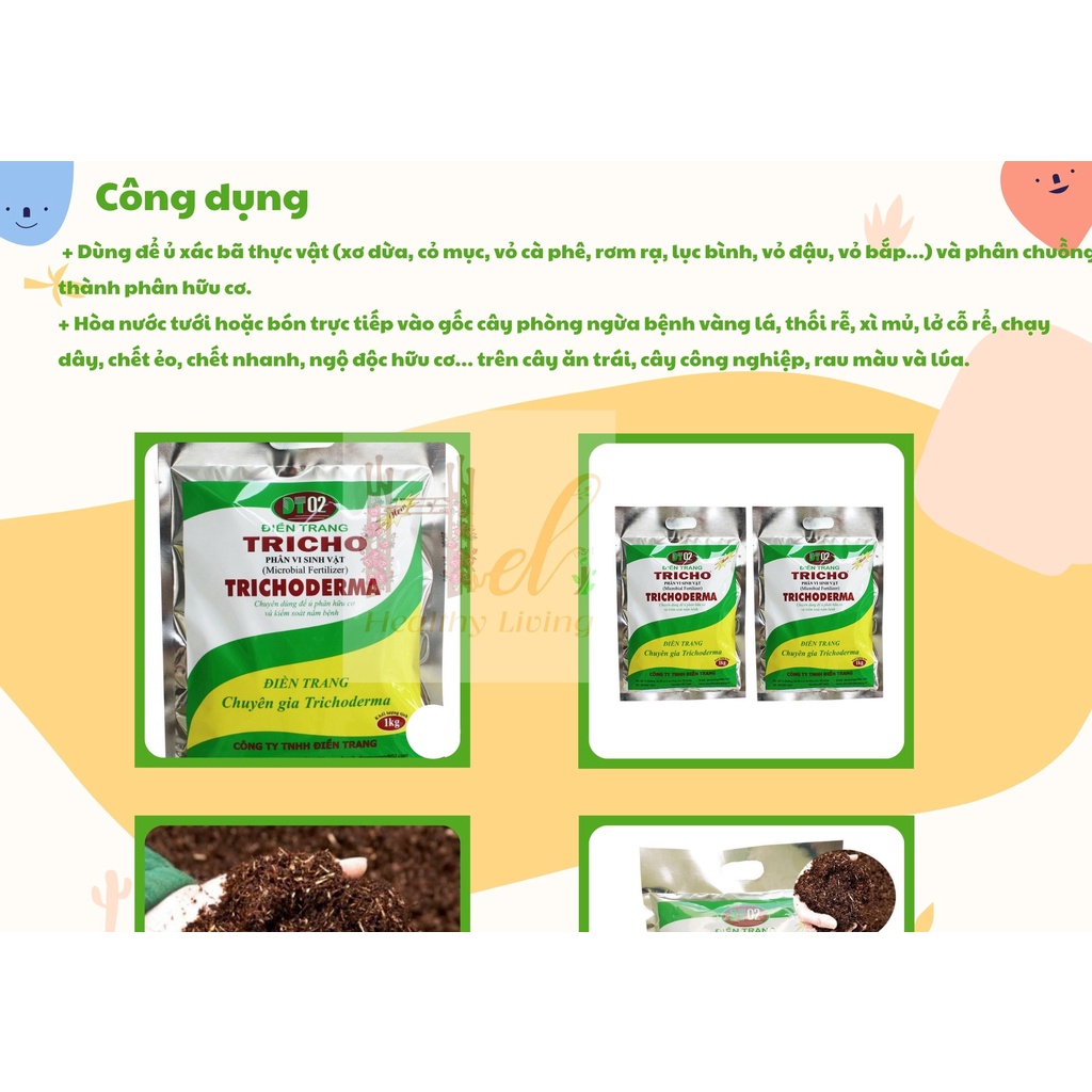 Chế Phẩm Men Vi Sinh Nấm Trichoderma Loại 1kg Điền Trang - Tricho 1000g Ủ Phân Bón Hữu Cơ Trồng Rau Sạch Bằng Đất Sạch