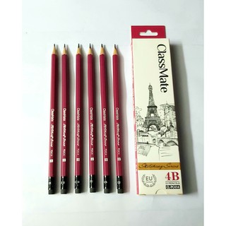 Bút chì gỗ 4B ClassMate PC414 thân đỏ tẩy đen- Hàng hãng