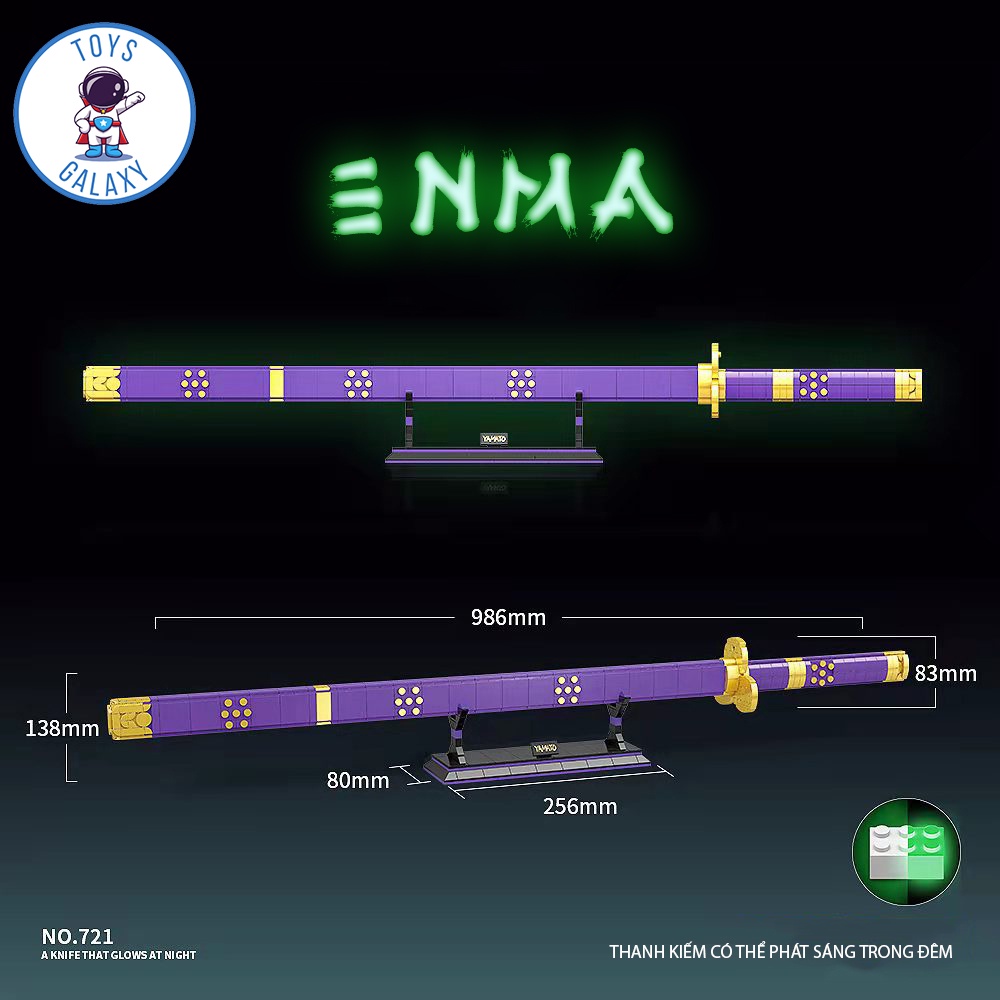 Đồ Chơi Lắp Ráp Mô Hình Thanh Đại Bảo Kiếm Dạ Quang Phát Sáng Enma / Wado / Sandai Kitetsu của Zoro Trong One Piece 721