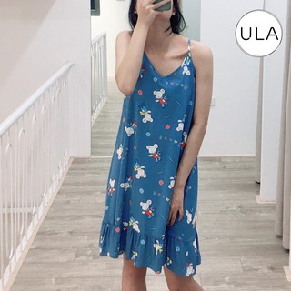 VÁY NGỦ MẶC NHÀ VẢI LANH DÁNG TRƠN CHUỘT