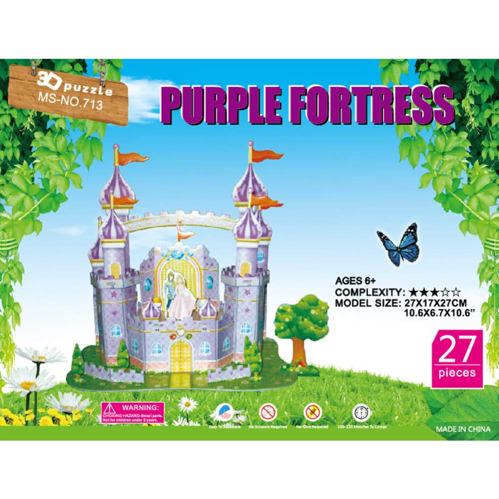 Bộ xếp hình 3D Puzzle là mô hình giấy lâu đài màu tím(Lihadu)
