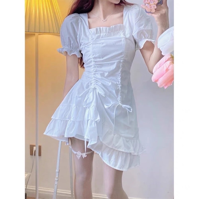 193 - Đầm cổ U rút 2 dây Trâm Anh Boutique