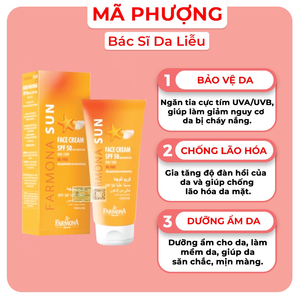 Kem Chống Nắng Da Dầu FARMONA SUN FACE CREAM SPF 50 OIL FREE