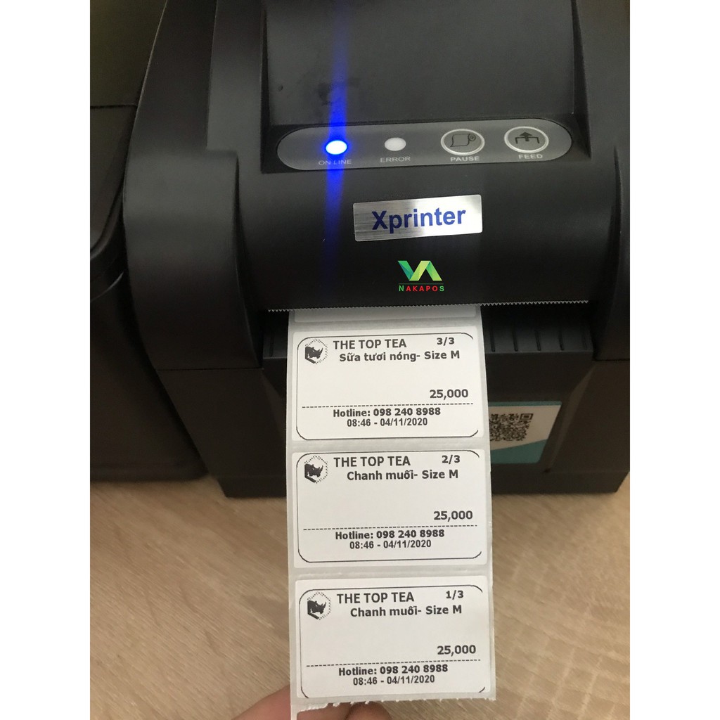 Máy in tem trà sữa -in tem mã vạch -in đơn hàng shopee -xprinter 350b