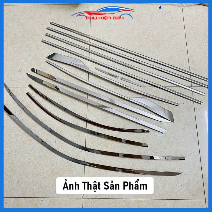 Bộ nẹp viền chân kính cong kính Avanza 2022-2023 Inox sáng bóng chuẩn form xe