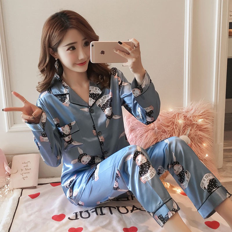 Bộ Đồ Ngủ Dài Tay Bằng Lụa Xinh Xắn Dành Cho Nữ / Size M-5xl | BigBuy360 - bigbuy360.vn