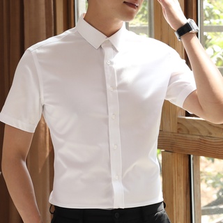 Áo Sơmi Nam trơn Basic SoahMan tay ngắn, form vừa vặn, vải lụa không nhăn Sh035