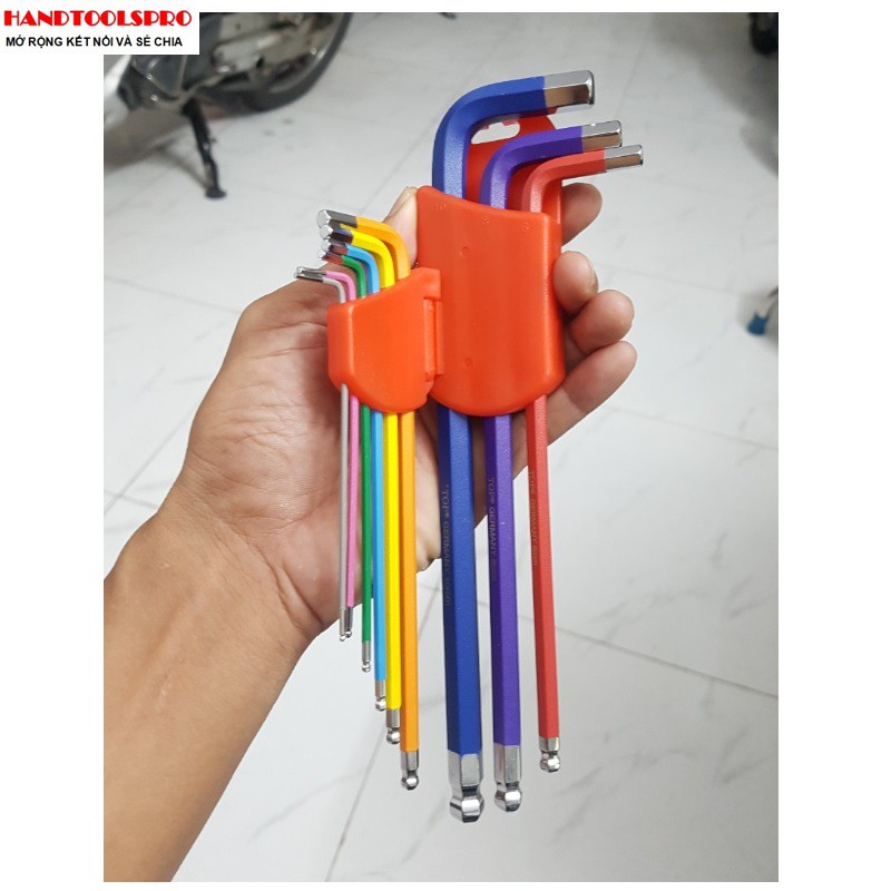 Bộ lục giác đầu bi 9 món dài 1.5-10mm thép C60  TOP LU-9CMAU