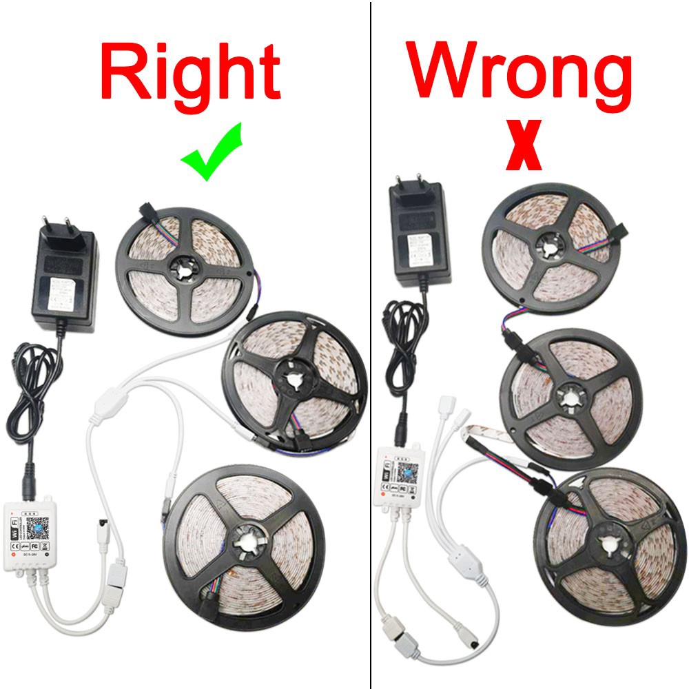 Bộ dải đèn LED RGB 5m 2835 5050 dạng băng diode dẻo chống thấm nước 12v với bộ điều khiển từ xa và bộ chuyển đổi