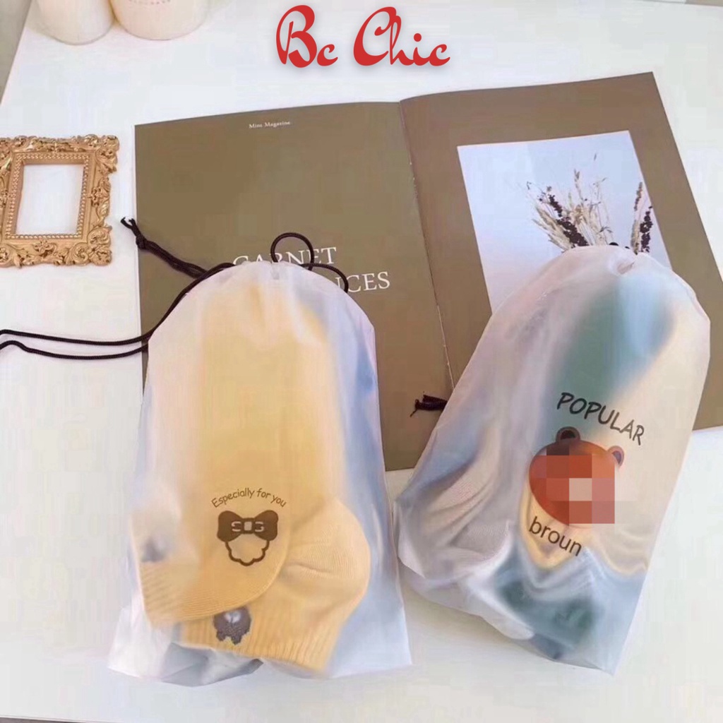 Tất Nữ , Set 10 đôi tất gấu cố ngắn đóng túi zip xịn xò mã PKT431 BC_CHIC LINGERIE