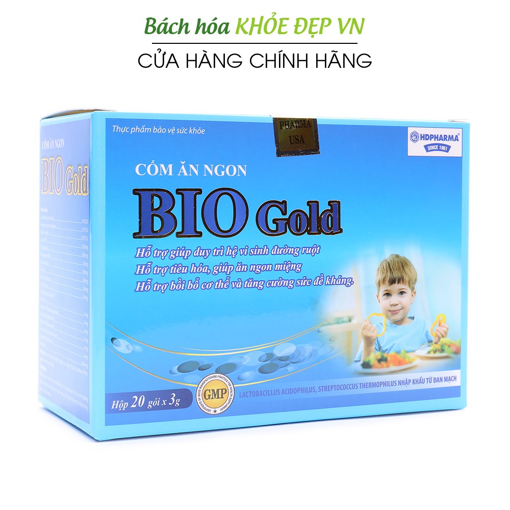 Cốm ăn ngon cho bé BIO GOLD Giúp bé ăn ngon, giảm táo bón, tăng cường miễn dịch - Hộp 20 gói