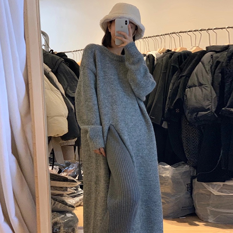 Áo len dài xẻ cao phong cách Hàn Quốc