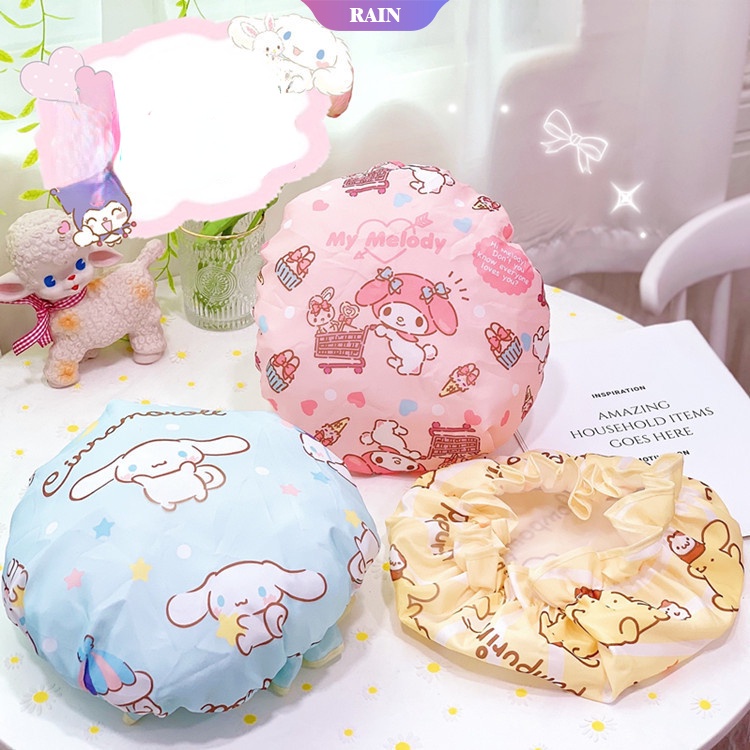 1 Mũ Trùm Đầu Dày Hai Lớp Chống Thấm Nước In Hình Kuromi Đáng Yêu