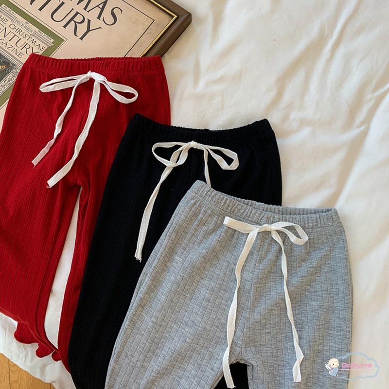 Quần Dài Ống Loe Lưng Thun Màu Trơn Thời Trang Hàn Quốc Cho Bé Gái