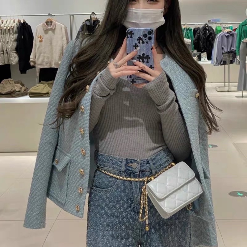 Áo khoác dạ tone xanh new