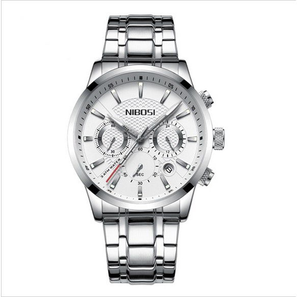 Đồng hồ nam dây thép đặc 6 kim Nibosi 2313 (fullbox)