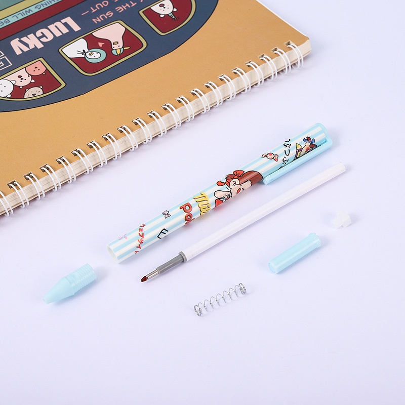 1 Cây Bút Mực Bấm Ngòi 0.5mm Mực Đen Họa Tiết Hoạt Hình Dễ Thương Phong Cách Nhật Hàn