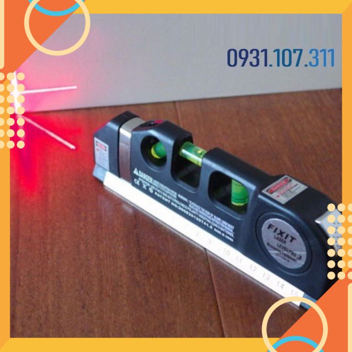 Thước thuỷ Nivo nội thật cân mực laser đa năng F2018 Fixit Laser Levelpro 3 với 2 tia dọc ngang + Tặng Kèm 3 Viên Pin