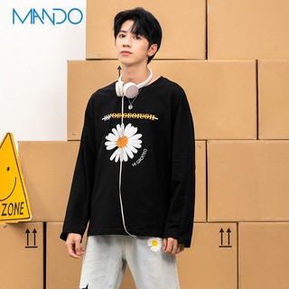 Áo Nỉ Thun Dài Tay Dáng Rộng MANDO Phối Màu Phong Cách Thời Trang Hàn Quốc NDN004