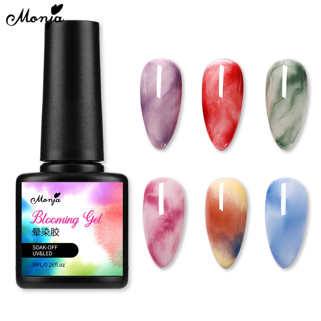 Gel sơn móng tay MONJA tạo hiệu ứng nhòe/ gradient/ màu nước trong suốt thời trang UV 8ml