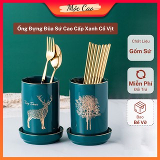 Ống đựng đũa, ống đũa sứ viền vàng phong cách Bắc Âu  phụ kiện bàn ăn sang trọng