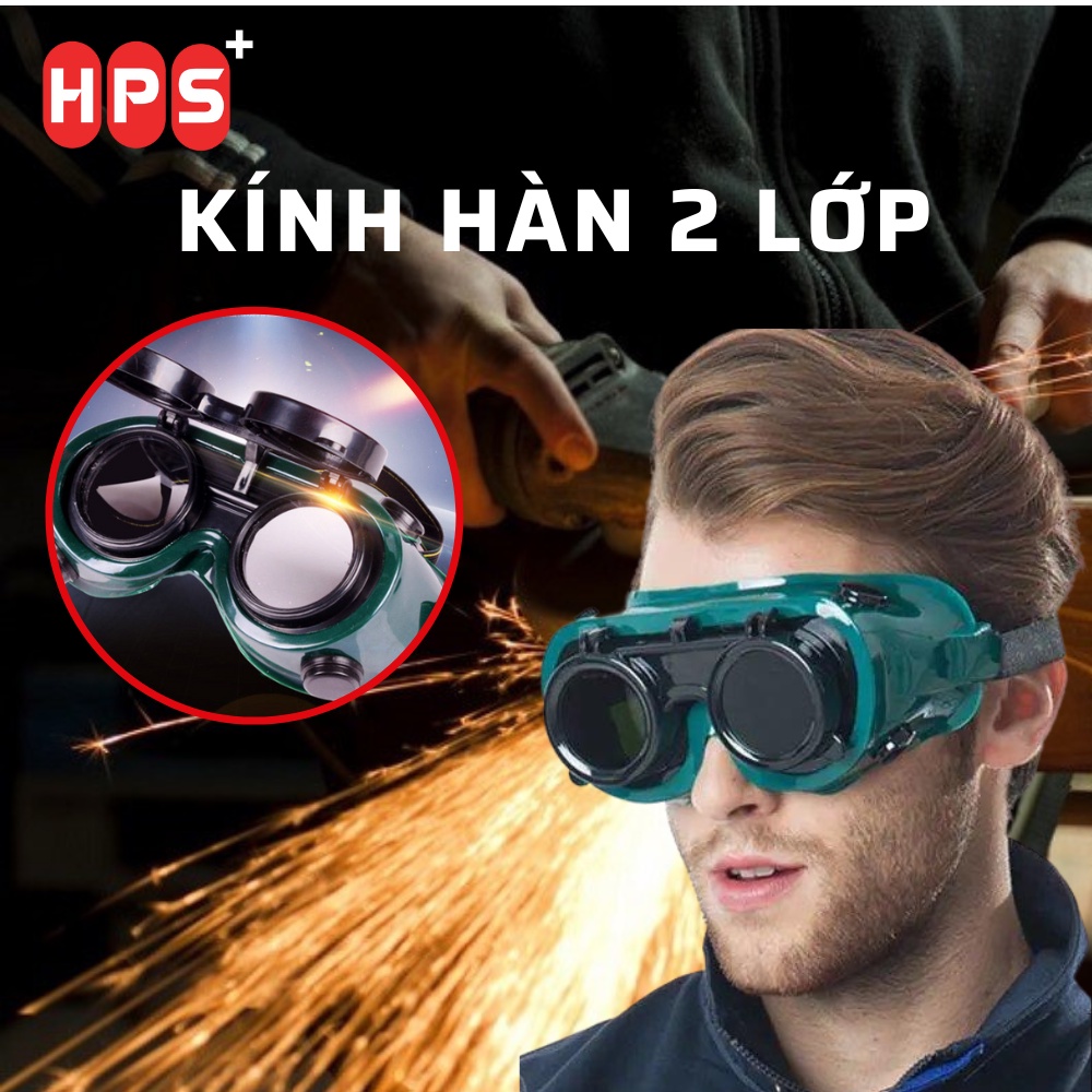 Kính hàn 2 lớp cao cấp bảo vệ mắt, Kính chuyên dụng cho thợ hàn cơ khí, Mặt nạ hàn điện, hồ quang