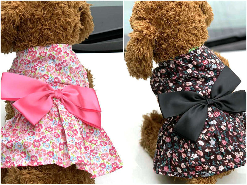 Đầm hoa đính nơ dễ thương cho thú cưng