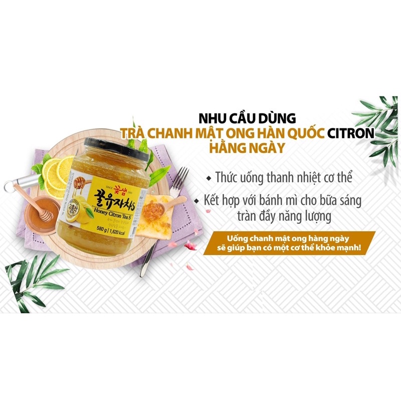 Trà Chanh Mật Ong Hàn Quốc Dạng Siro Nhập Khẩu Chính Hãng Lọ 580 gram