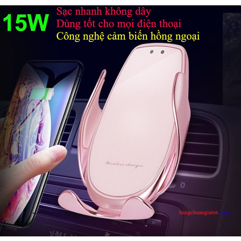 Kẹp giá đỡ điện thoại V3 kiêm sạc không dây ô tô 15W-V3, dùng dùng cảm biến hồng ngoại - bảo hành 6 tháng (mã T16)