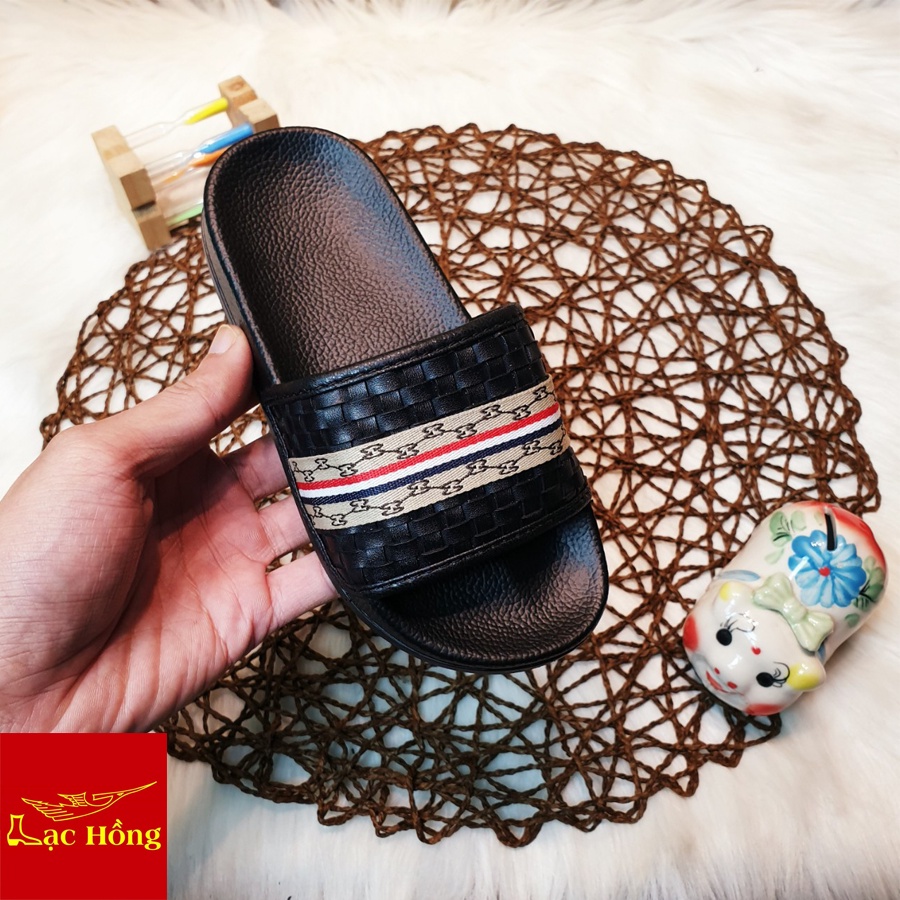 Dép trẻ em GC Ảnh Thật Dép lê quai ngang cho bé trai bé gái  từ 4 đến 14 tuổi kẻ đỏ