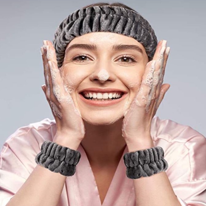 Bộ 2 Băng Quấn Cổ Tay Thấm Hút Nước Ngăn Ngừa Vi Khuẩn Khi Rửa Mặt