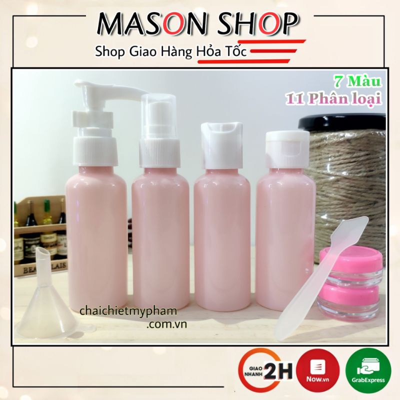 Bộ Chiết Mỹ Phẩm Du Lịch 8 Món Giá Rẻ - Set Chai Lọ Nhựa Pet Sang Chiết Mĩ Phẩm Giá Sỉ
