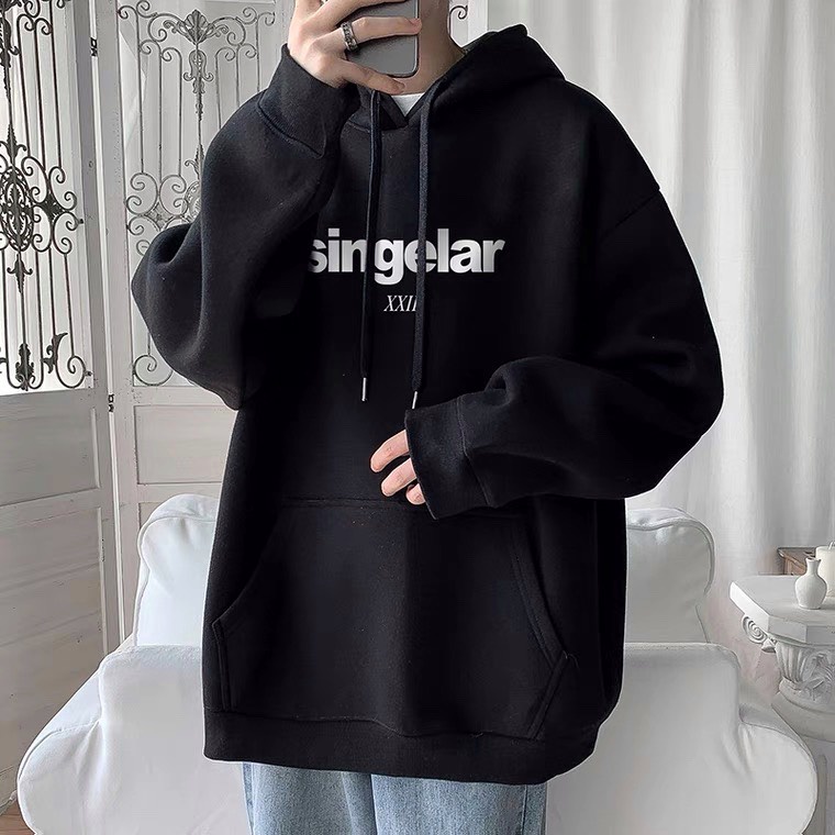 Áo hoodie nữ form rộng dày có mũ cute giá rẻ THE DELIA - Áo hoodie in chữ Singular KNN59 | BigBuy360 - bigbuy360.vn