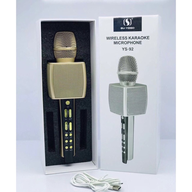 Micro Karaoke Bluetooth YS-92 Trang Bị Soudcard Dùng Livetream Vùa Hát Như Micro Loa Rời Bình Thường