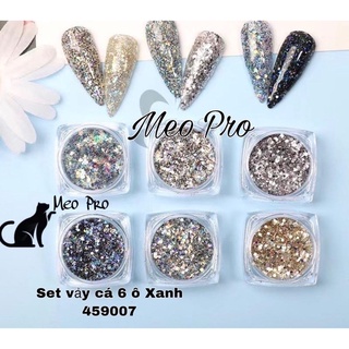 set nhũ vảy cá 8 màu trang trí móng
