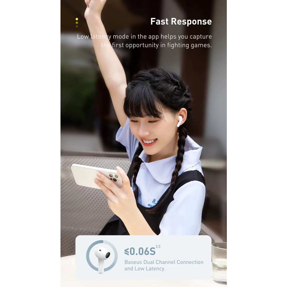 Tai nghe Bluetooth TWS Baseus Bowie E3 V5.0, GPS, APP Control, Không độ trễ, Âm thanh nổi HD - Hãng phân phối