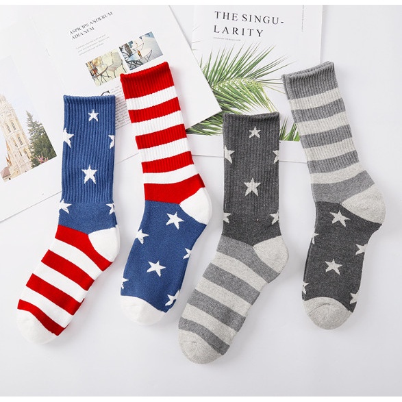 Vớ Tất thể thao cao cổ Cờ Hoa Kỳ phong cách trẻ trung, cá tính, năng động