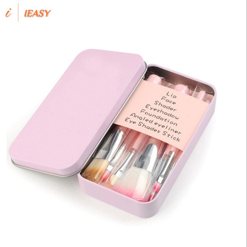 (Hàng Mới Về) Bộ 7 Cọ Trang Điểm Kèm Hộp Đựng Bằng Sắt Màu Hồng Dành Cho Nữ | BigBuy360 - bigbuy360.vn