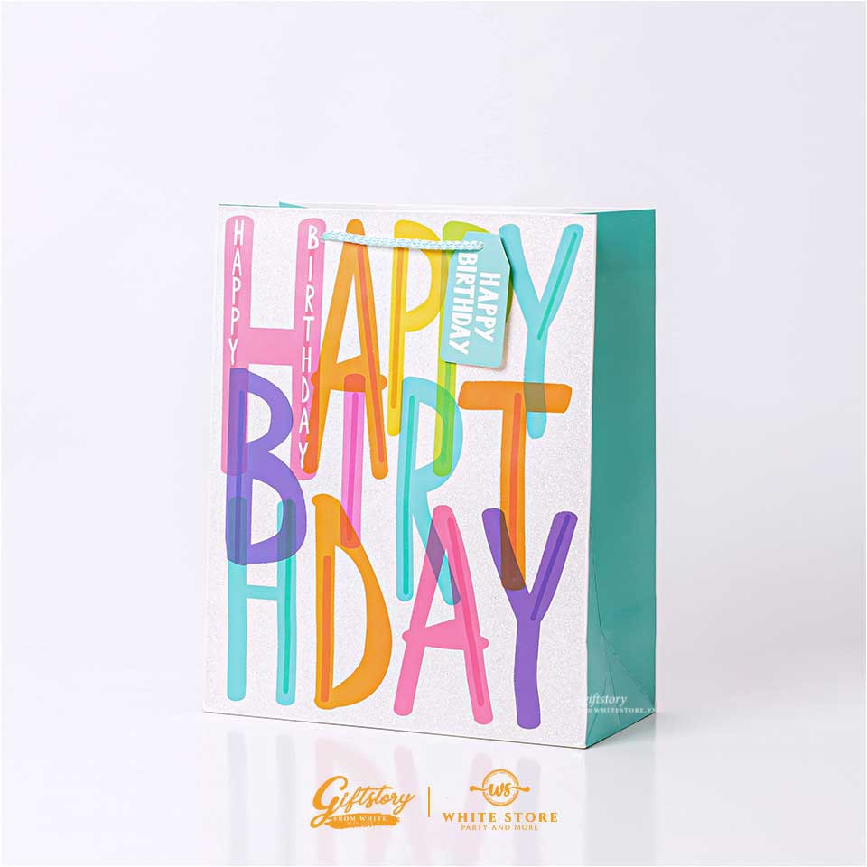 Túi Giấy Nhũ Kim Tuyến Cao Cấp HAPPY BIRTHDAY - Đựng quà tặng sang chảnh chất lượng cao cấp chỉ có tại WhiteStore.vn | BigBuy360 - bigbuy360.vn
