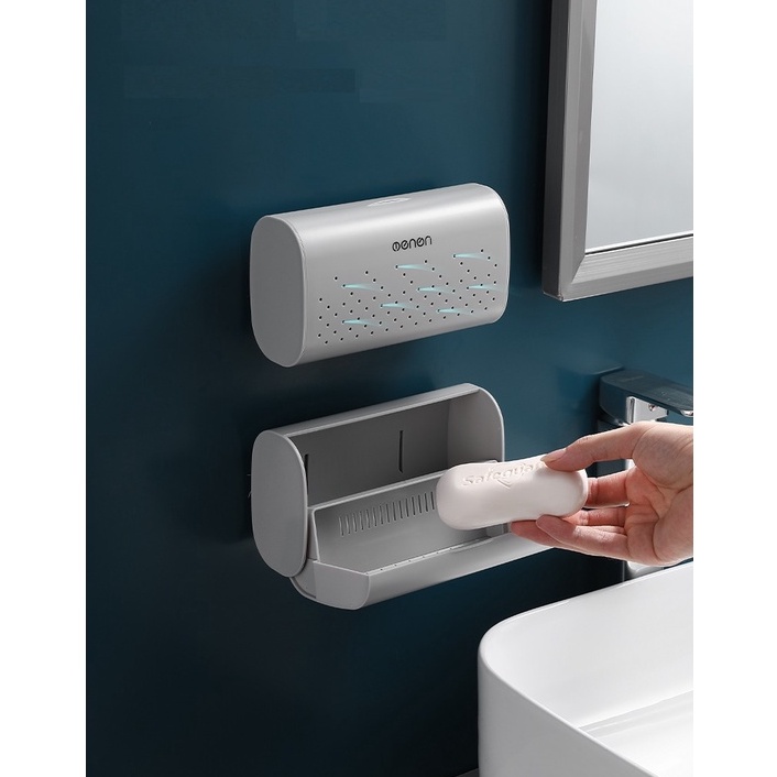 Kệ Đựng Xà Bông Phòng Tắm Thiết Kế Thông Minh Có Nắp Đậy Có Lỗ Thoát Nước Thông Minh OENON 837