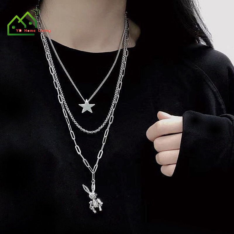 Dây chuyền thép titan nhiều lớp phong cách đường phố cá tính hợp thời trang