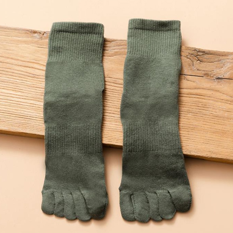 Xiangbao Vớ Cotton Tách Ngón Năm Ngón Màu Trơn Đơn Giản Có Gân Dây Cao Su Co Giãn Xẻ Tà Mùa Thu Cho Nam