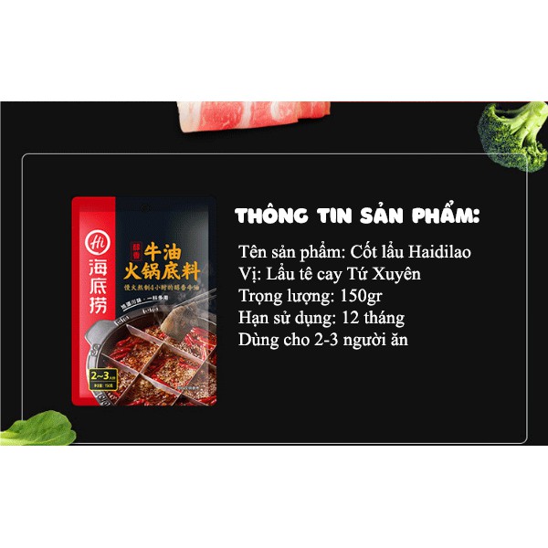 Cốt Lẩu Haidilao vị cay tê Tứ Xuyên gói 150g cho 2-3 người ăn | BigBuy360 - bigbuy360.vn