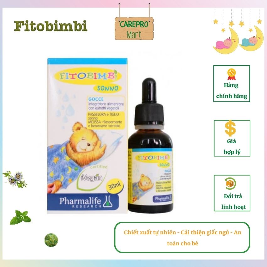 Siro ngủ ngon cho bé - Fitobimbi Sono CP10 vitaminmevabe.com- Chiết xuất tự nhiên - an toàn cho bé