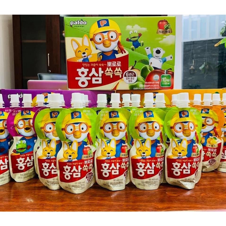 Hộp 10 Túi - Nước hồng sâm trẻ em Pororo hãng PALDO - nội địa Hàn Quốc